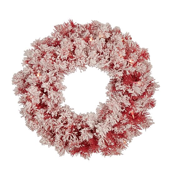 Northlight 24" Pre Lit Flocked Artificial Wreath