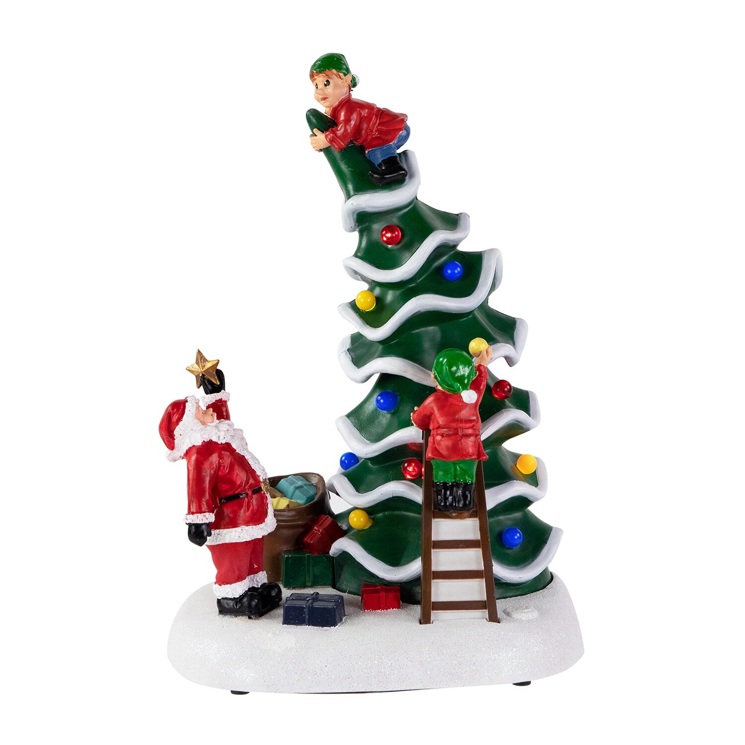 Northlight 12" Led Lighted Animated And Musical Santafts Helpers Plays Music Christmas Tabletop Decor