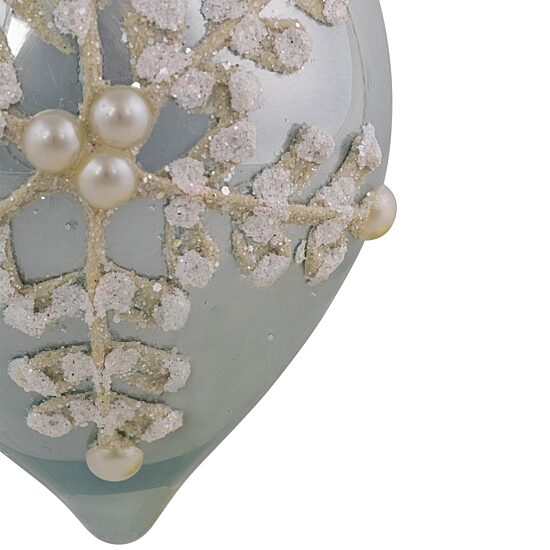 Northlight 5" Shiny Artic Textured Snowflakes Finial Glass Christmas Ornament