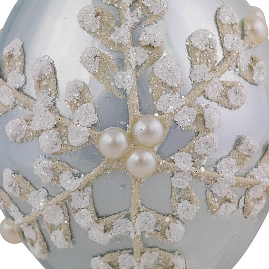 Northlight 5" Shiny Artic Textured Snowflakes Finial Glass Christmas Ornament
