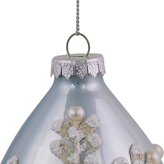 Northlight 5" Shiny Artic Textured Snowflakes Finial Glass Christmas Ornament
