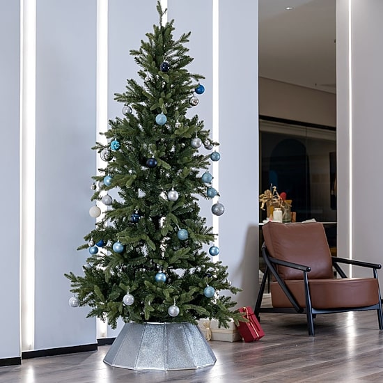 Northlight 27" Shiny Silver Fabric Hexagonal Christmas Tree Collar