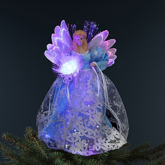 Northlight 12" Blue Lighted Fiber Optic Angel Christmas Tree Topper