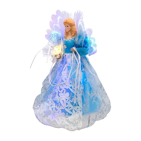 Northlight 12" Blue Lighted Fiber Optic Angel Christmas Tree Topper