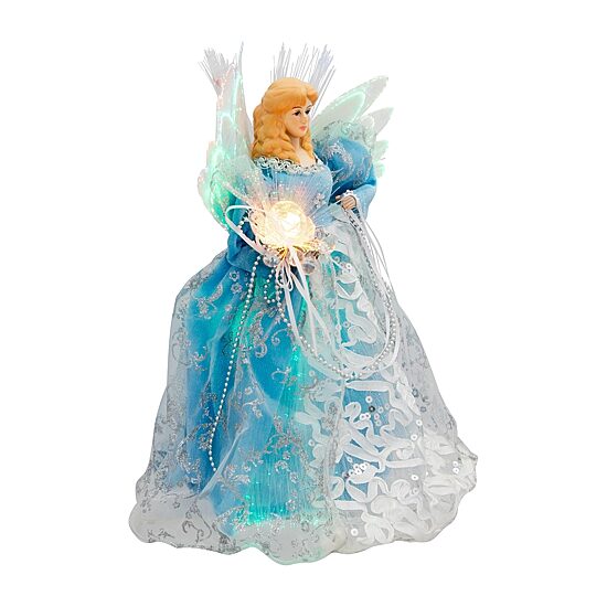 Northlight 12" Blue Lighted Fiber Optic Angel Christmas Tree Topper