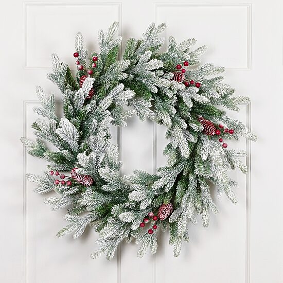 Northlight 24" Flocked Snowcap Grove Fir Wreath