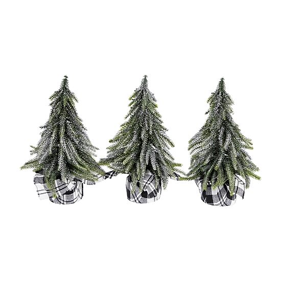 Northlight 10" Set Of 3 Mini Silvery Pine Downswept 1 Foot Pine Christmas Tree