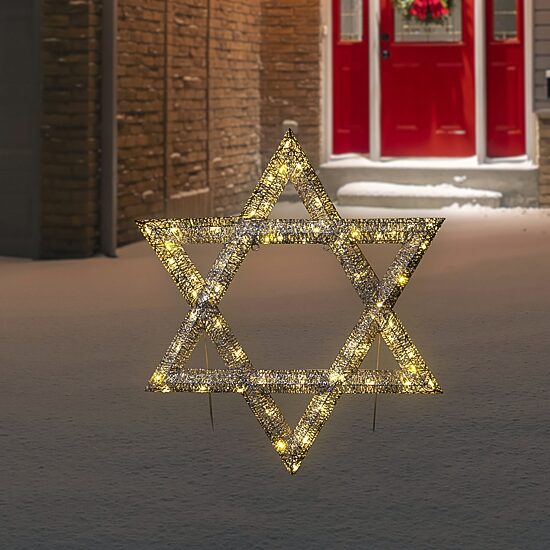 Northlight 36" Led Lighted Sequined Star Of David Christmas Yard Art