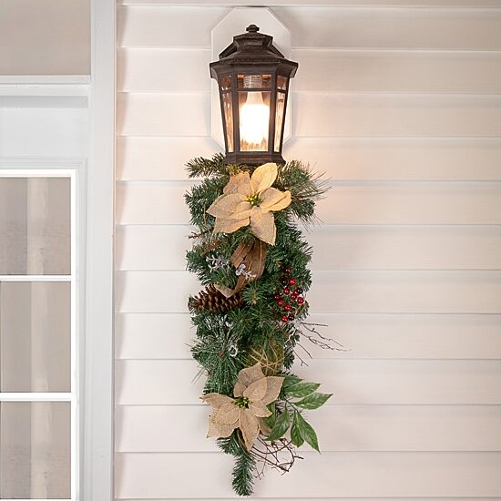 Northlight 28" Mixed Pine Berry And Poinsettia Swag