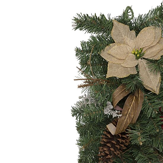 Northlight 28" Mixed Pine Berry And Poinsettia Swag