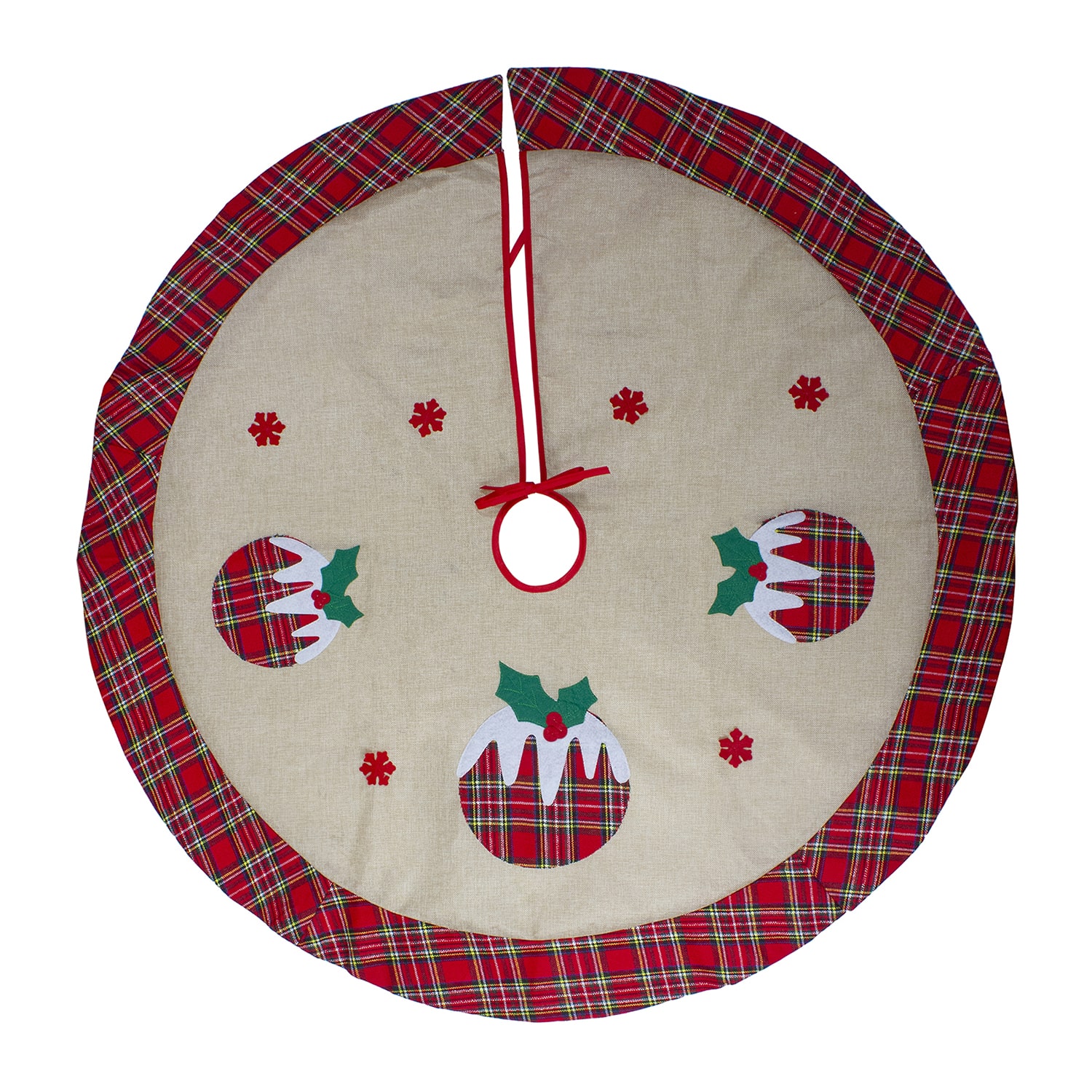 Northlight 36" Burlap Plaid With Puddings Indoor Tree Skirt