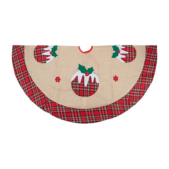 Northlight 36" Burlap Plaid With Puddings Indoor Tree Skirt