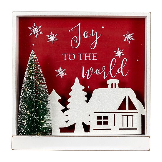 Northlight 11.75" Lighted Joy To The World Wooden Wall Sign