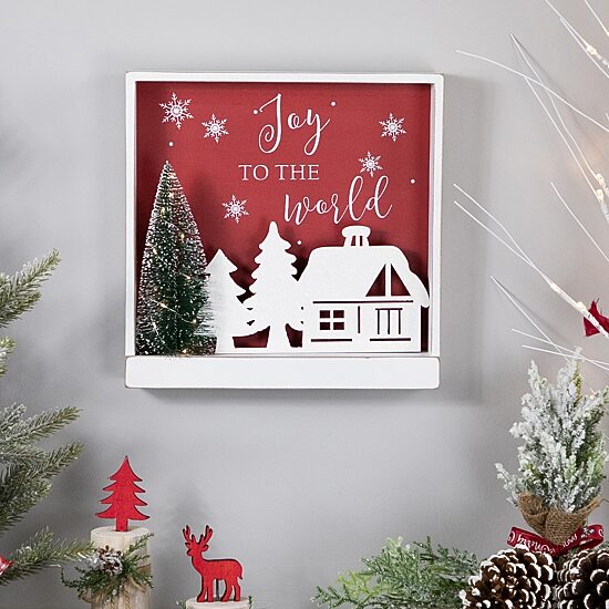 Northlight 11.75" Lighted Joy To The World Wooden Wall Sign