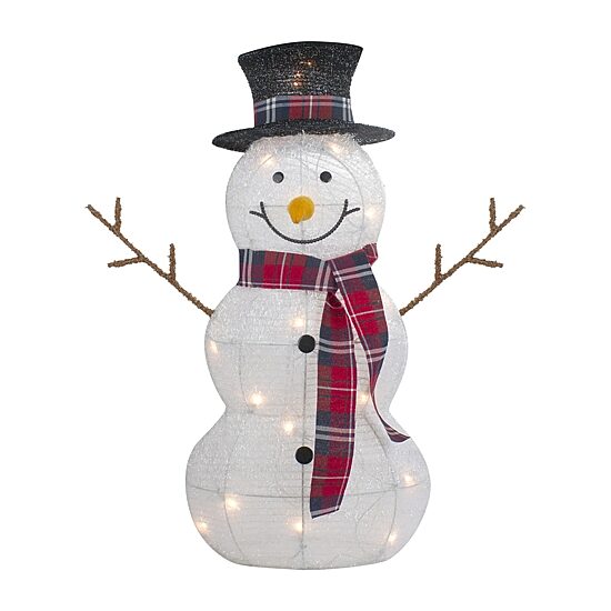 Northlight Lighted Tinsel Snowmen Family Christmas Yard Art