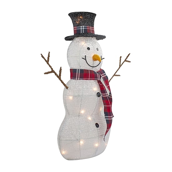 Northlight Lighted Tinsel Snowmen Family Christmas Yard Art
