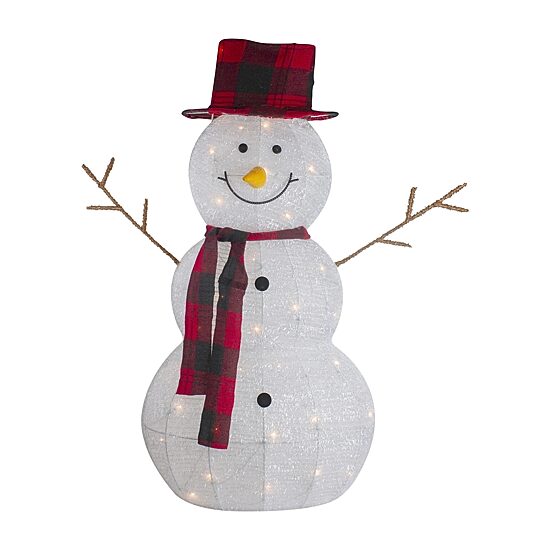 Northlight Lighted Tinsel Snowmen Family Christmas Yard Art