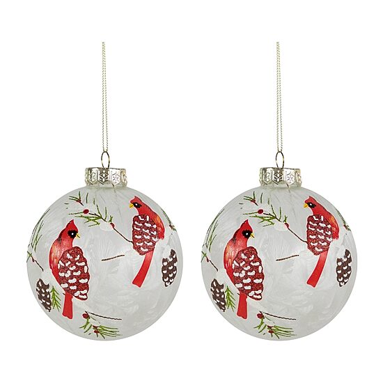Northlight 4" Cardinal Birds Glass Ball Christmas Ornament