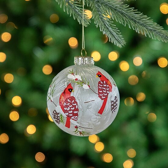 Northlight 4" Cardinal Birds Glass Ball Christmas Ornament