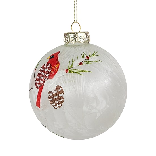 Northlight 4" Cardinal Birds Glass Ball Christmas Ornament