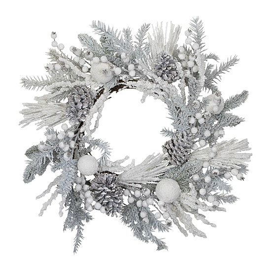 Northlight 26" Flocked Berries And Pinecones Artificial Pine Wreath