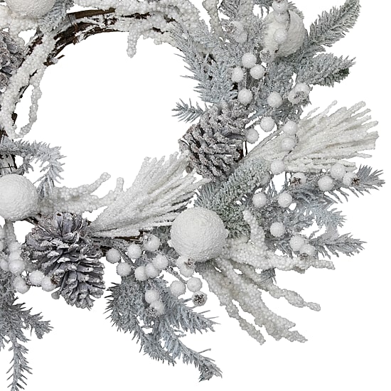 Northlight 26" Flocked Berries And Pinecones Artificial Pine Wreath
