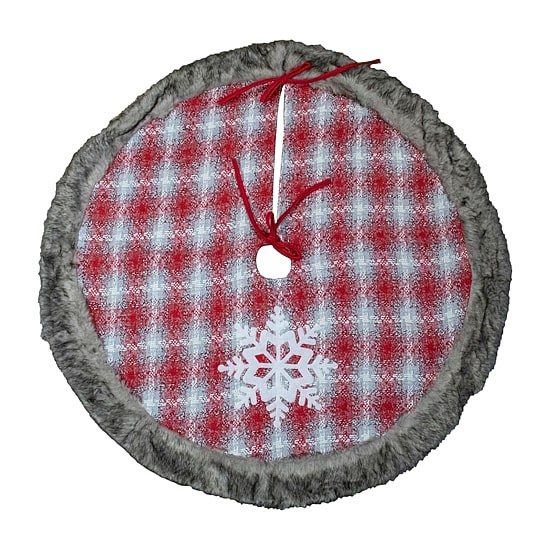 Northlight 48" Plaid With Snowflake Indoor Tree Skirt