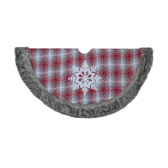 Northlight 48" Plaid With Snowflake Indoor Tree Skirt