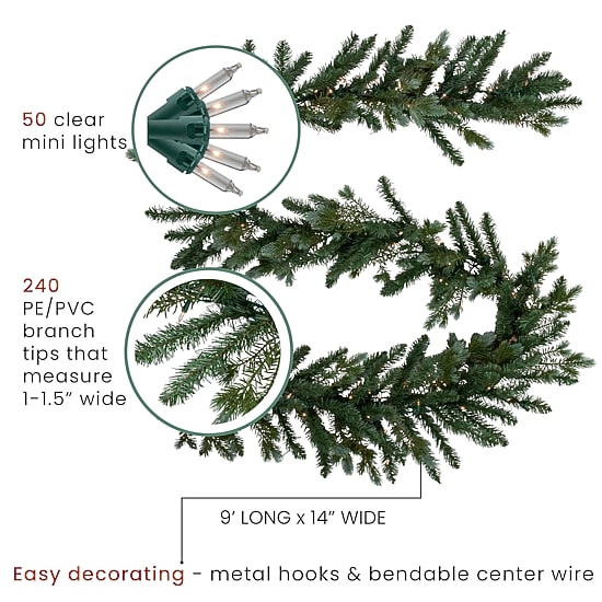 Northlight 9ft Real Touch™️ Pre Lit Blue Spruce Christmas Indoor Garland