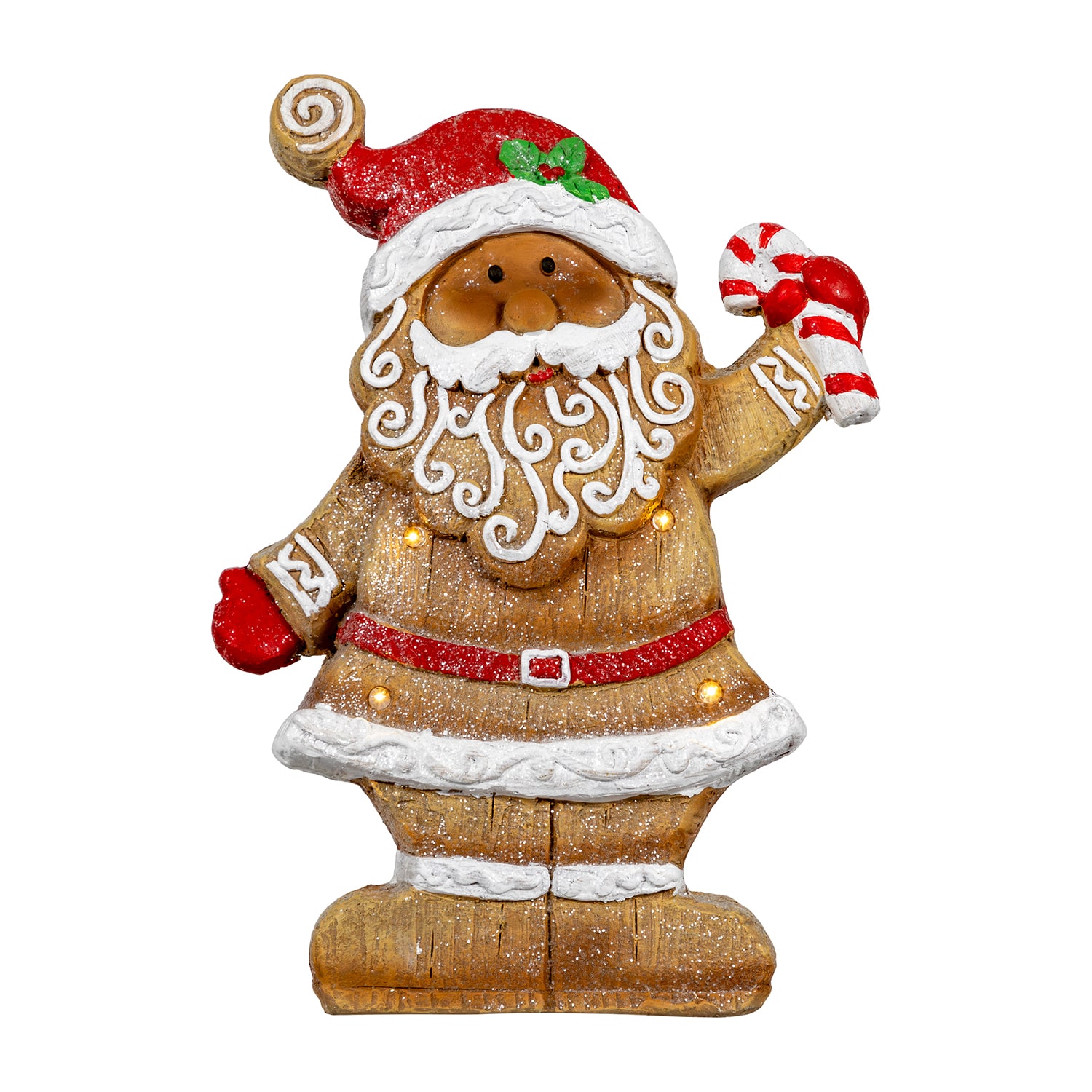 Northlight 15" Led Lighted Gingerbread Santa With Candy Cane Christmas Figurine