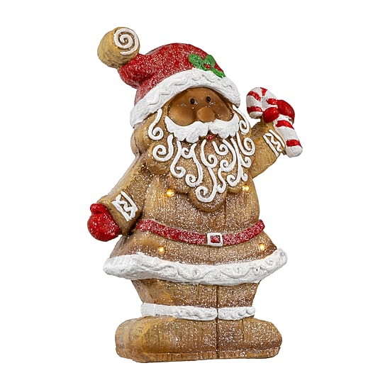 Northlight 15" Led Lighted Gingerbread Santa With Candy Cane Christmas Figurine