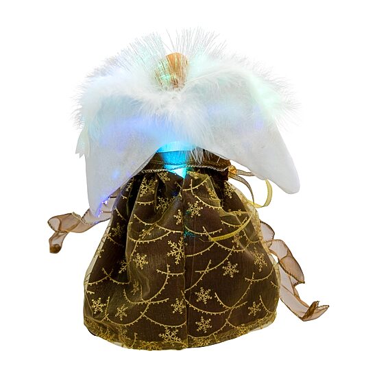 Northlight 12" Brown Color Changing Fiber Optic Angel Christmas Tree Topper