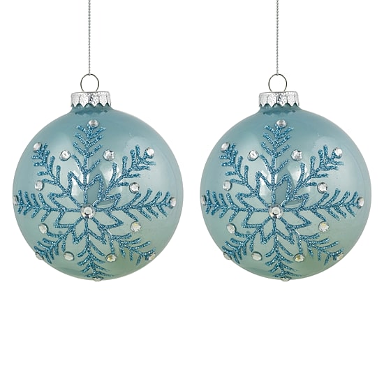 Northlight 4" Glittered And Jeweled Snowflake Glass Ball Christmas Ornament