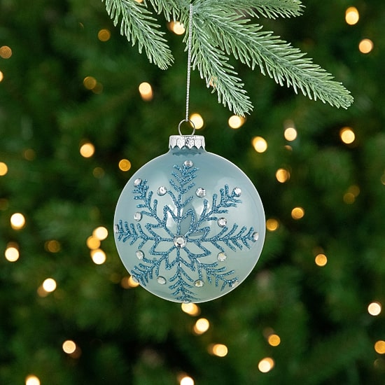 Northlight 4" Glittered And Jeweled Snowflake Glass Ball Christmas Ornament