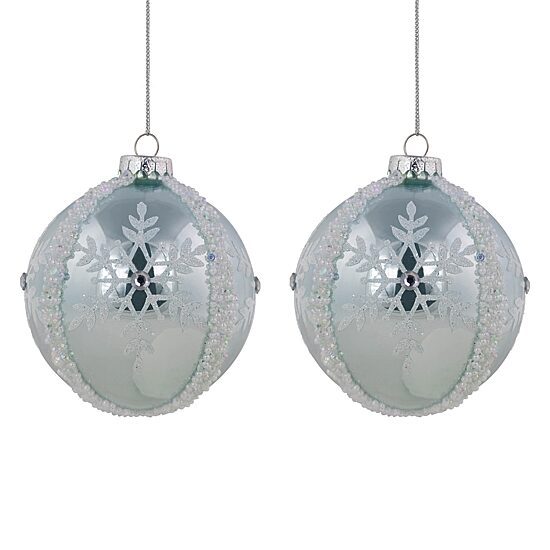 Northlight 4" Glitter Snowflakes Beaded Glass Ball Christmas Ornament