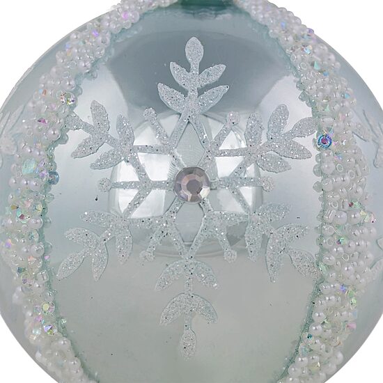 Northlight 4" Glitter Snowflakes Beaded Glass Ball Christmas Ornament