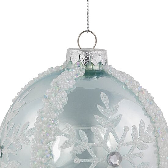Northlight 4" Glitter Snowflakes Beaded Glass Ball Christmas Ornament