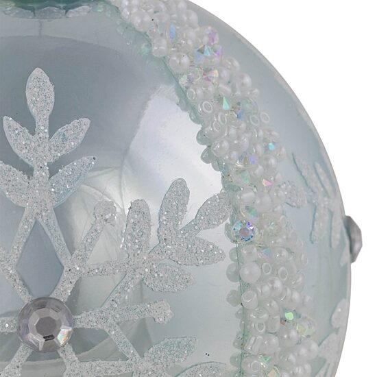 Northlight 4" Glitter Snowflakes Beaded Glass Ball Christmas Ornament