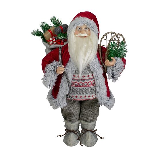 Northlight 18" Standing Santa With Snow Shoes And Presents Christmas Figurine