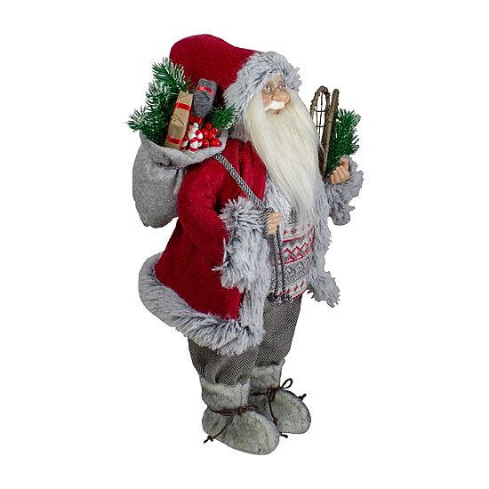 Northlight 18" Standing Santa With Snow Shoes And Presents Christmas Figurine