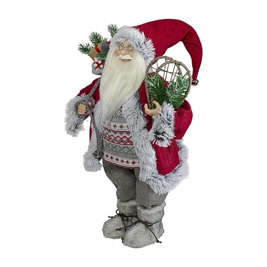 Northlight 18" Standing Santa With Snow Shoes And Presents Christmas Figurine