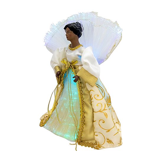 Northlight 12" Gold Lighted Fiber Optic African American Angel Christmas Tree Topper