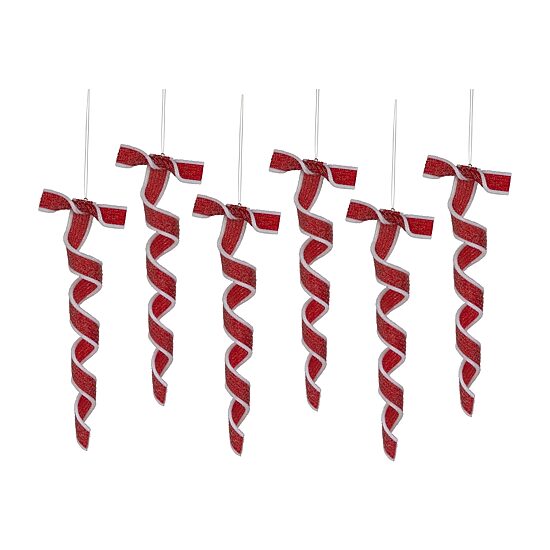 Northlight 9" 6ct Frosted Candy Twist Christmas Ornament