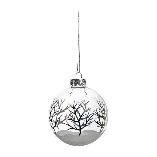 Northlight 3" 4ct Winter Forest Glass Ball Christmas Ornament