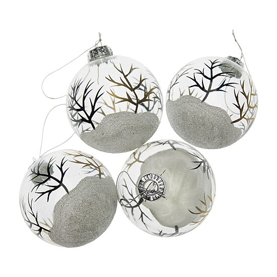Northlight 3" 4ct Winter Forest Glass Ball Christmas Ornament