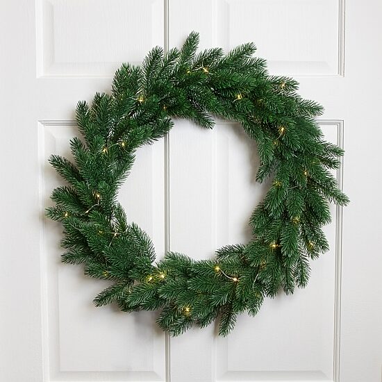 Northlight 24" Pre Lit Battery Operated Lush Pine Wreath