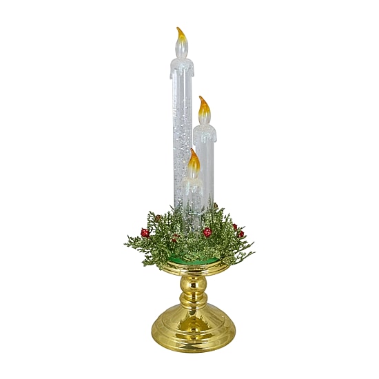 Northlight 15" Lighted Water Candle With Foliage And Berries Flameless Candle