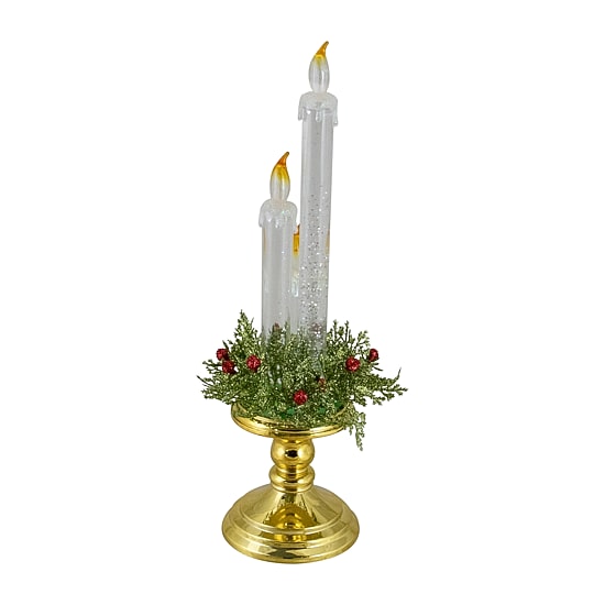Northlight 15" Lighted Water Candle With Foliage And Berries Flameless Candle