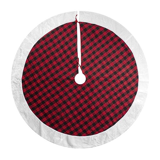 Northlight 48" Buffalo Plaid With Faux Fur Trim Indoor Tree Skirt