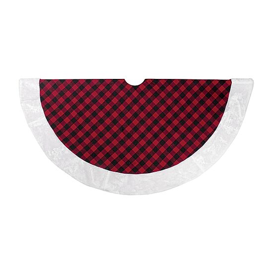 Northlight 48" Buffalo Plaid With Faux Fur Trim Indoor Tree Skirt